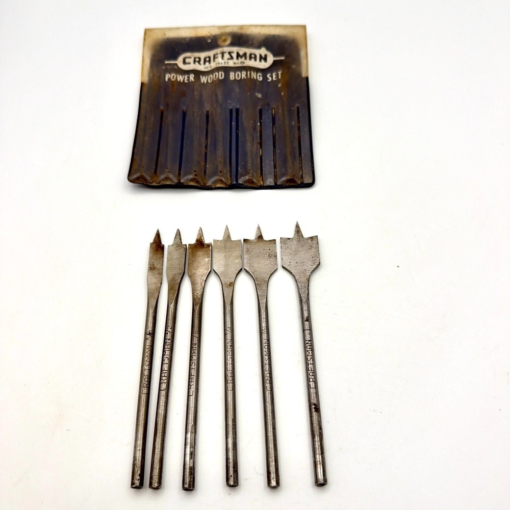 6pc Vintage Sears Craftsman 2092 Power Wood Boring Bits Made In USA 3/8-1"